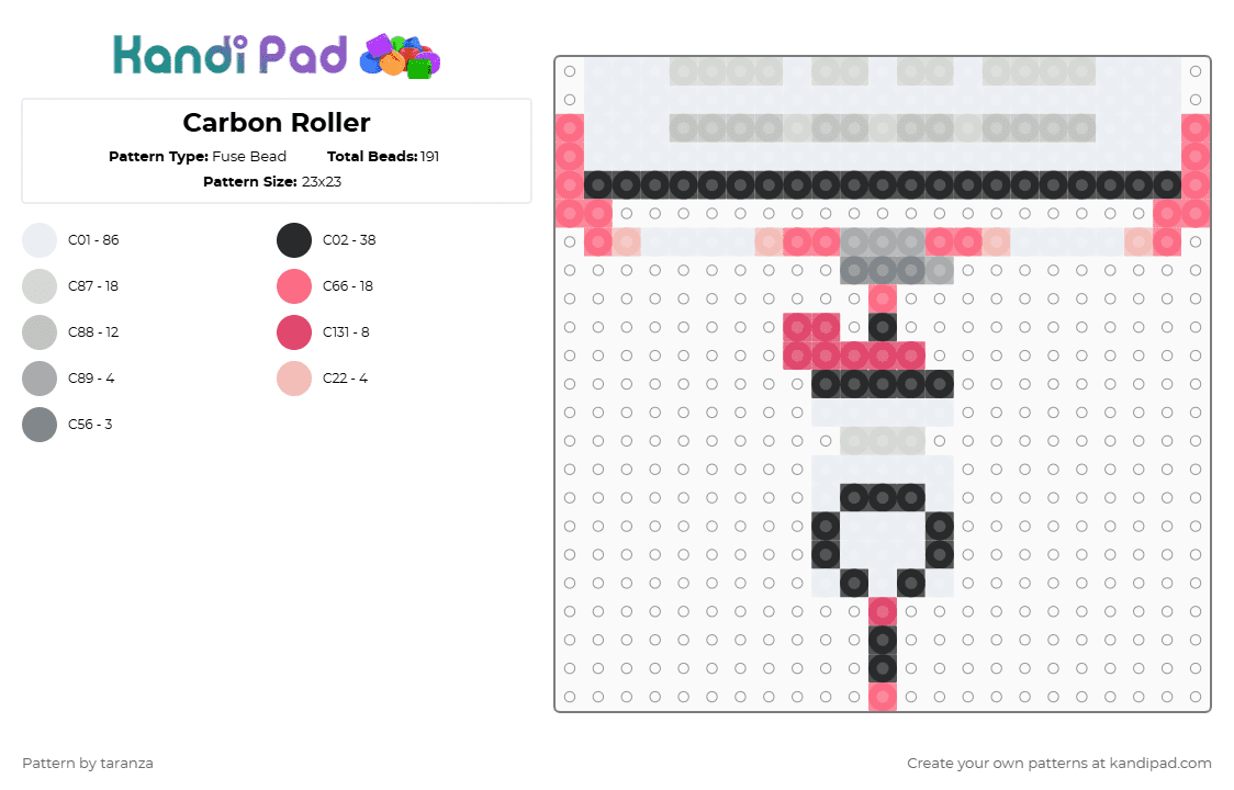 Carbon Roller - Fuse Bead Pattern by taranza on Kandi Pad - white,beige,red,splatoon,roller,carbon roller,nintendo,games,video games
