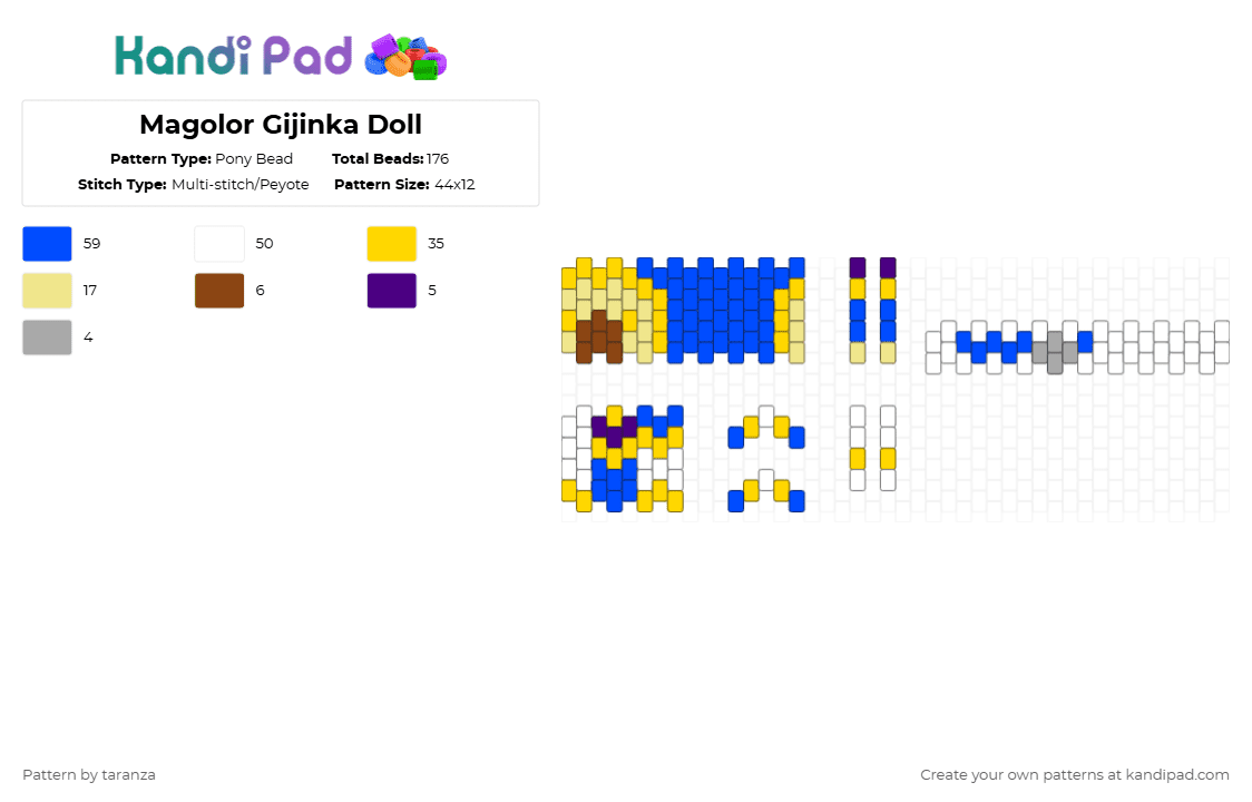 Magolor Gijinka Doll - Pony Bead Pattern by taranza on Kandi Pad - yellow,blue,magolor,kirby,doll,return to dreamland,hoshi no kaabii,nintendo,video games,gaming