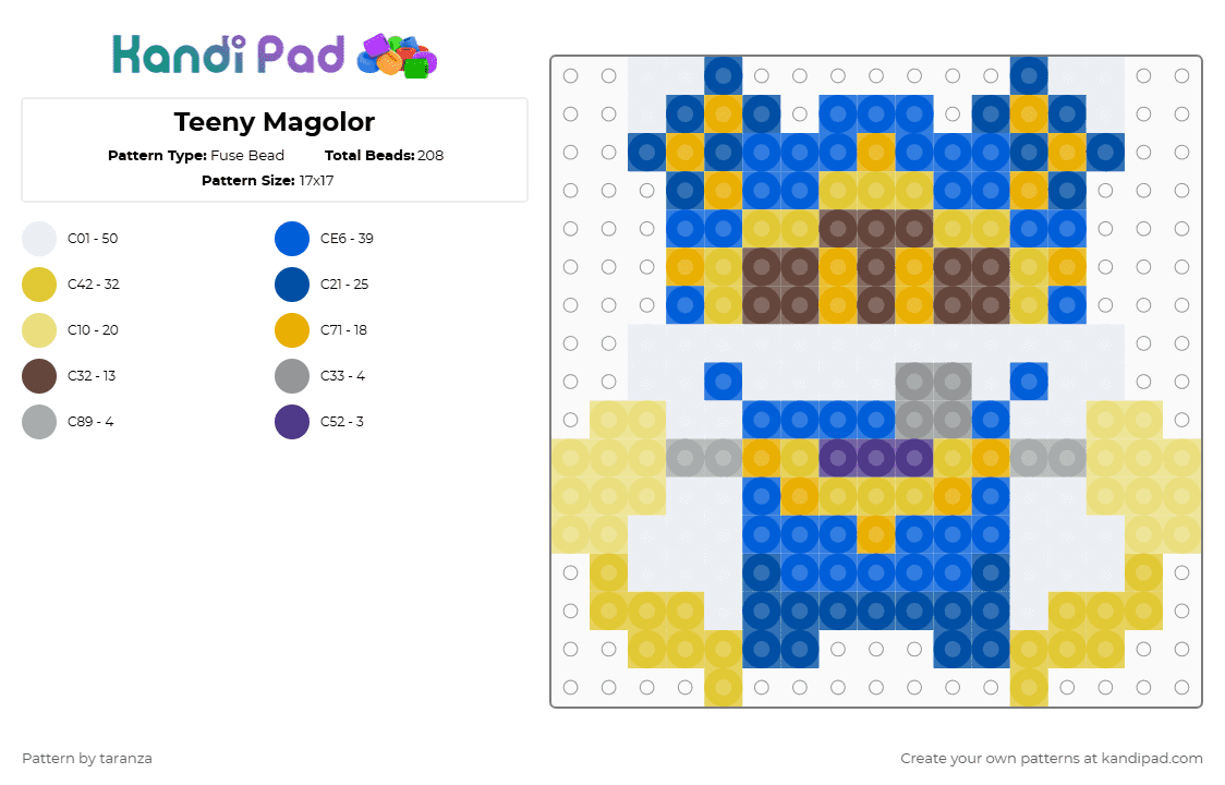 Teeny Magolor - Fuse Bead Pattern by taranza on Kandi Pad - blue,yellow,magolor,kirby,hoshi no kaabii,kirby of the stars,return to dreamland,nintendo,video games,gaming