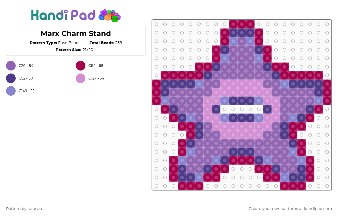 Marx Charm Stand - Fuse Bead Pattern by taranza on Kandi Pad - pink,kirby,stand,gaming,nintendo