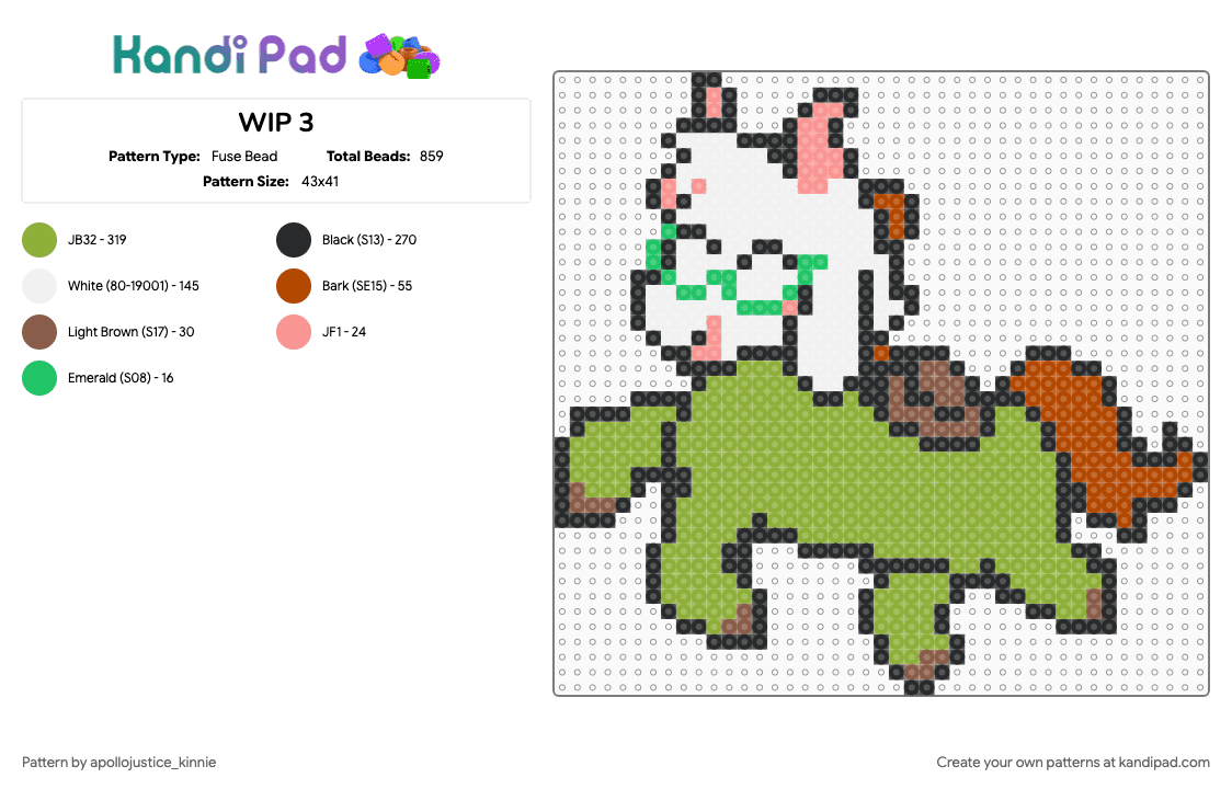 Deltarune Ralsei Rancher Sprite (Chapter 5) - Fuse Bead Pattern by apollojustice_kinnie on Kandi Pad - green