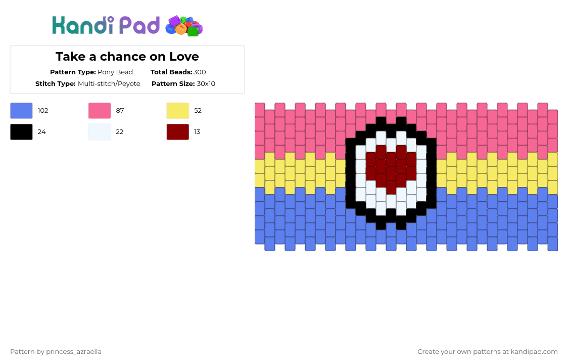 Take a chance on Love - Pony Bead Pattern by princess_azraella on Kandi Pad - pink,blue,cotdchance