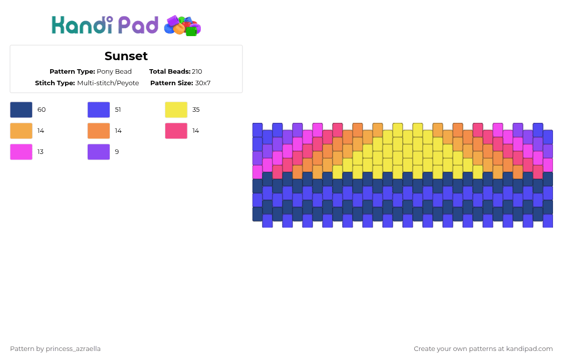 Sunset - Pony Bead Pattern by princess_azraella on Kandi Pad - blue,cotdsunrises