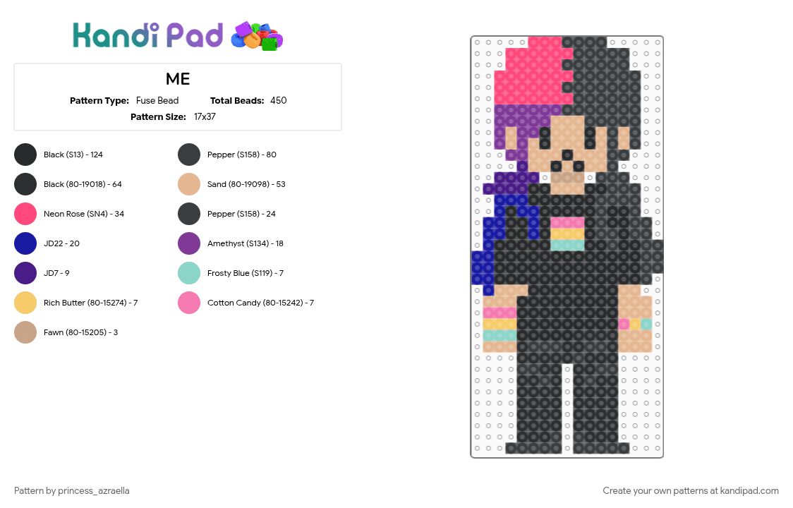 ME - Fuse Bead Pattern by princess_azraella on Kandi Pad - beige, black, blue, purple