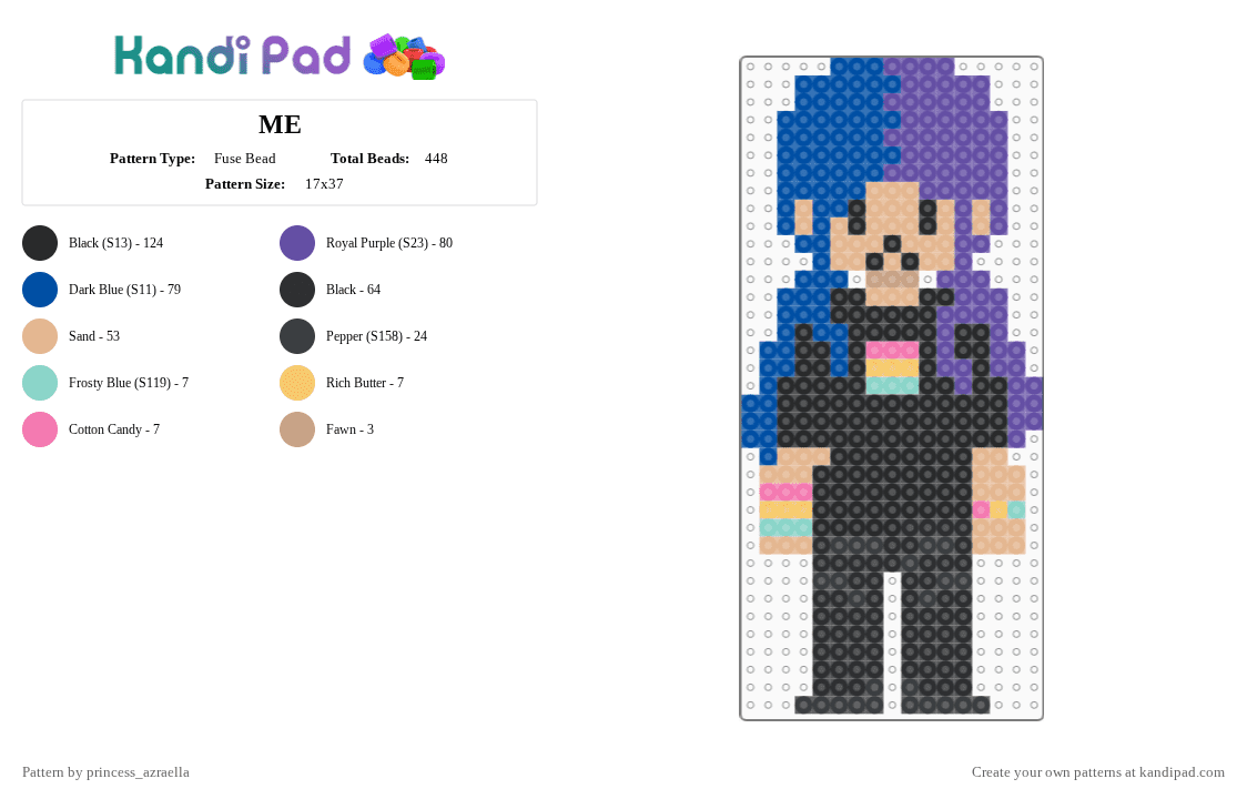 ME - Fuse Bead Pattern by princess_azraella on Kandi Pad - black,purple,blue,beige
