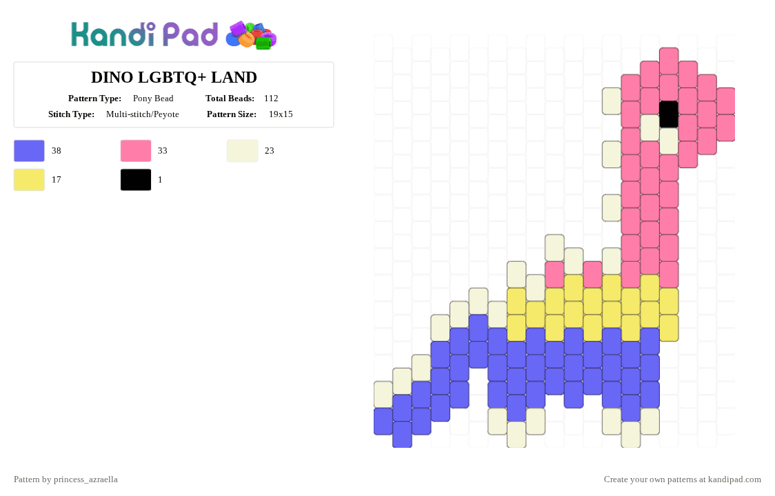 DINO LGBTQ+ LAND - Pony Bead Pattern by princess_azraella on Kandi Pad - blue,pink,cotdthemeparks