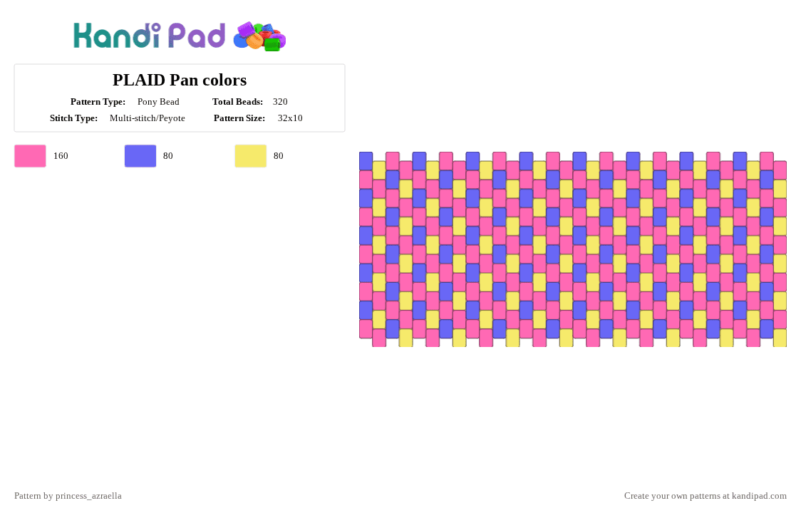 Ppan Pattern PLAID Pan colors Pony Bead Pattern - Kandi Pad | Kandi Patterns, Fuse ...