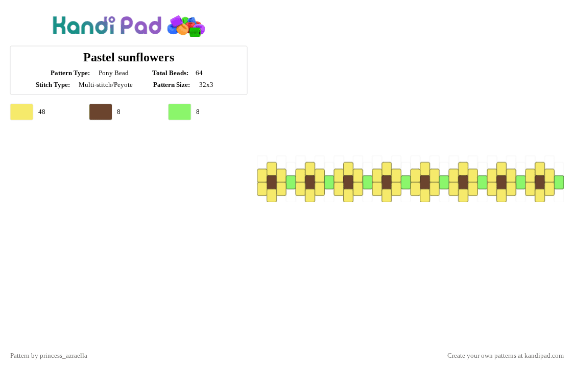 Pastel sunflowers - Pony Bead Pattern by princess_azraella on Kandi Pad - yellow
