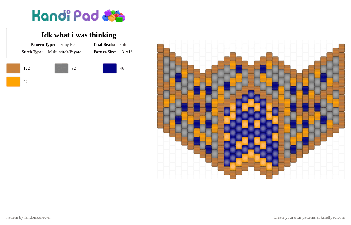 Idk what i was thinking - Pony Bead Pattern by fandomcolecter on Kandi Pad - orange
