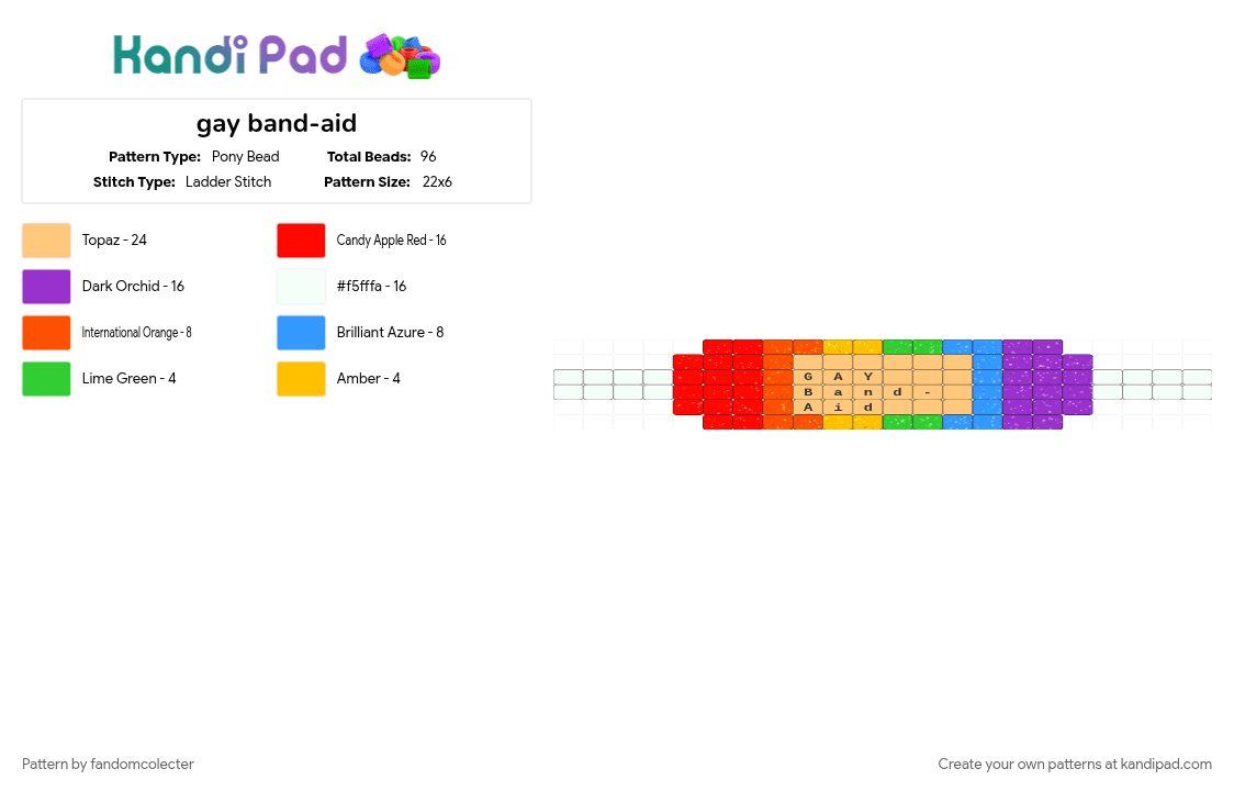 gay band-aid - Pony Bead Pattern by fandomcolecter on Kandi Pad - 
