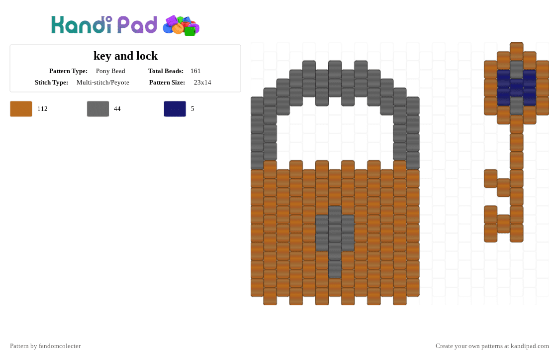 key and lock - Pony Bead Pattern by fandomcolecter on Kandi Pad - tan
