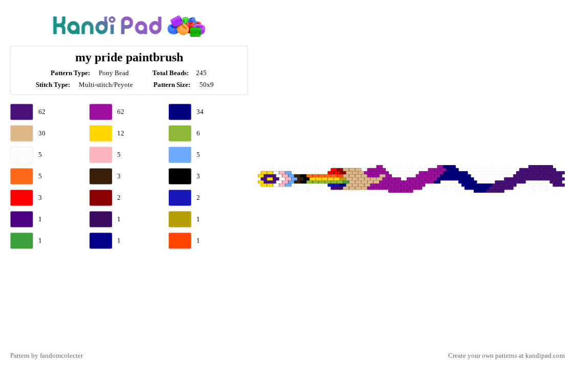 my pride paintbrush - Pony Bead Pattern by fandomcolecter on Kandi Pad - purple,pink,beige