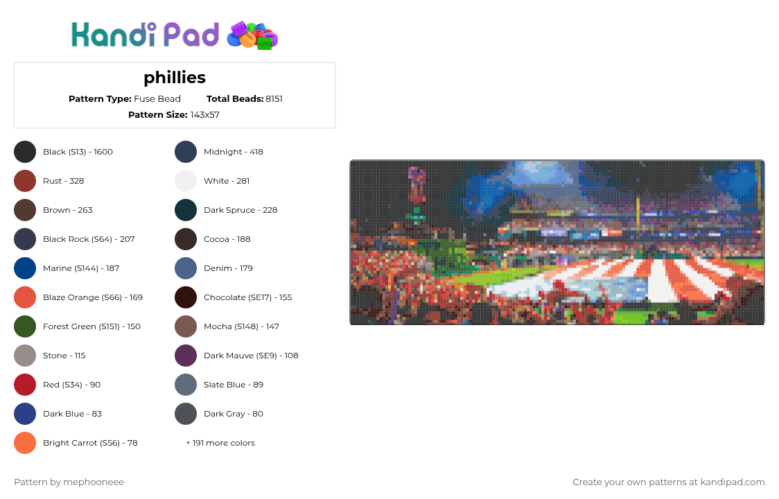 phillies - Fuse Bead Pattern by fandomcolecter on Kandi Pad - cotdstadiums