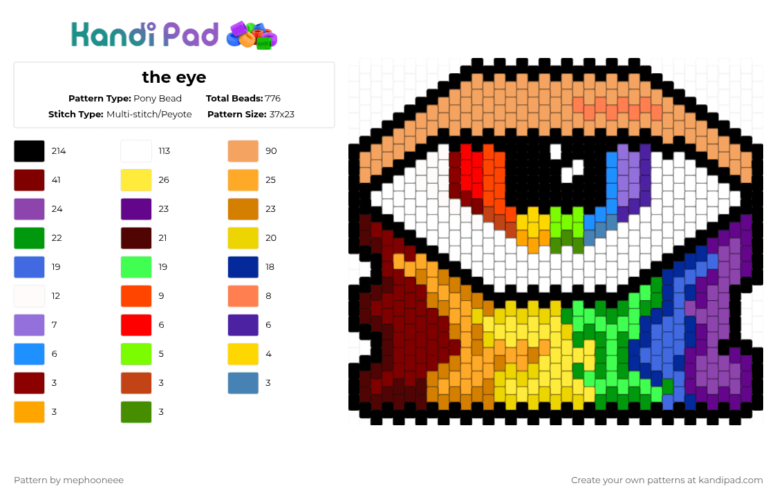 the eye - Pony Bead Pattern by fandomcolecter on Kandi Pad - orange,brown,green,colorful