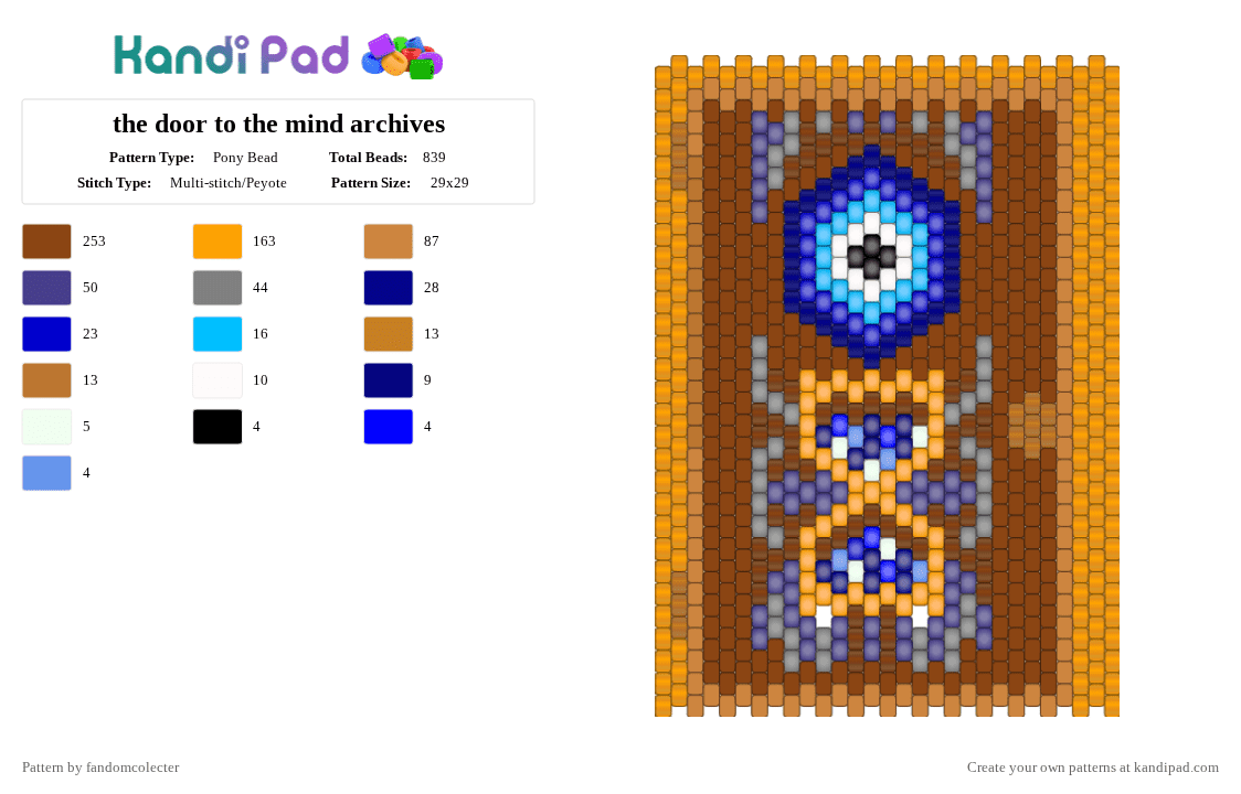 the door to the mind archives - Pony Bead Pattern by fandomcolecter on Kandi Pad - orange,red