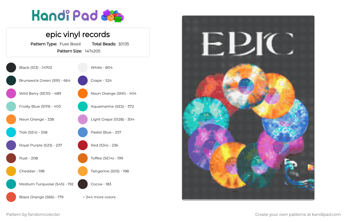 epic vinyl records - Fuse Bead Pattern by fandomcolecter on Kandi Pad - cotdvinylrecords