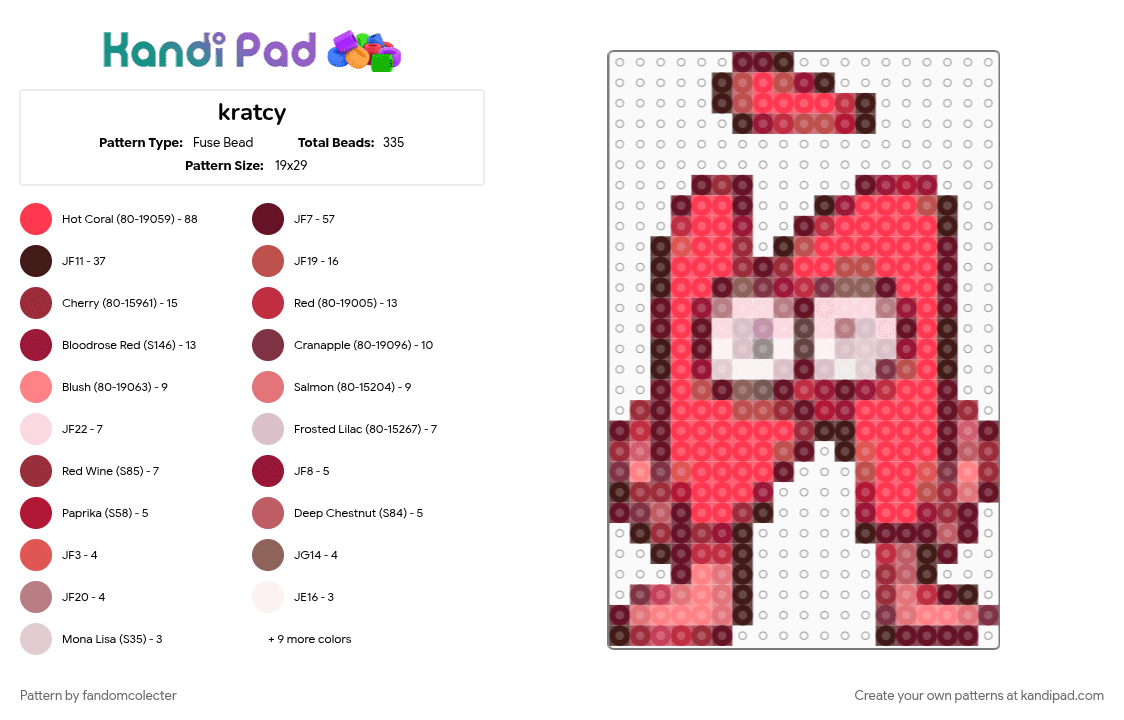 kratcy - Fuse Bead Pattern by fandomcolecter on Kandi Pad - brown, red