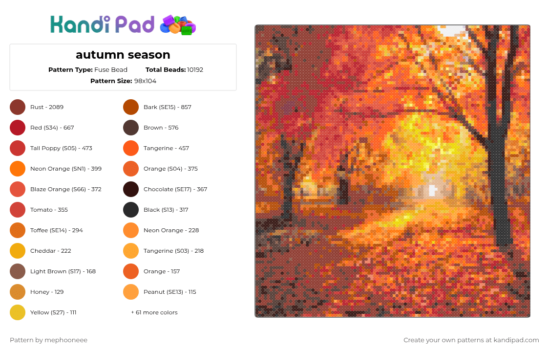 autumn season - Fuse Bead Pattern by fandomcolecter on Kandi Pad - cotdleaves