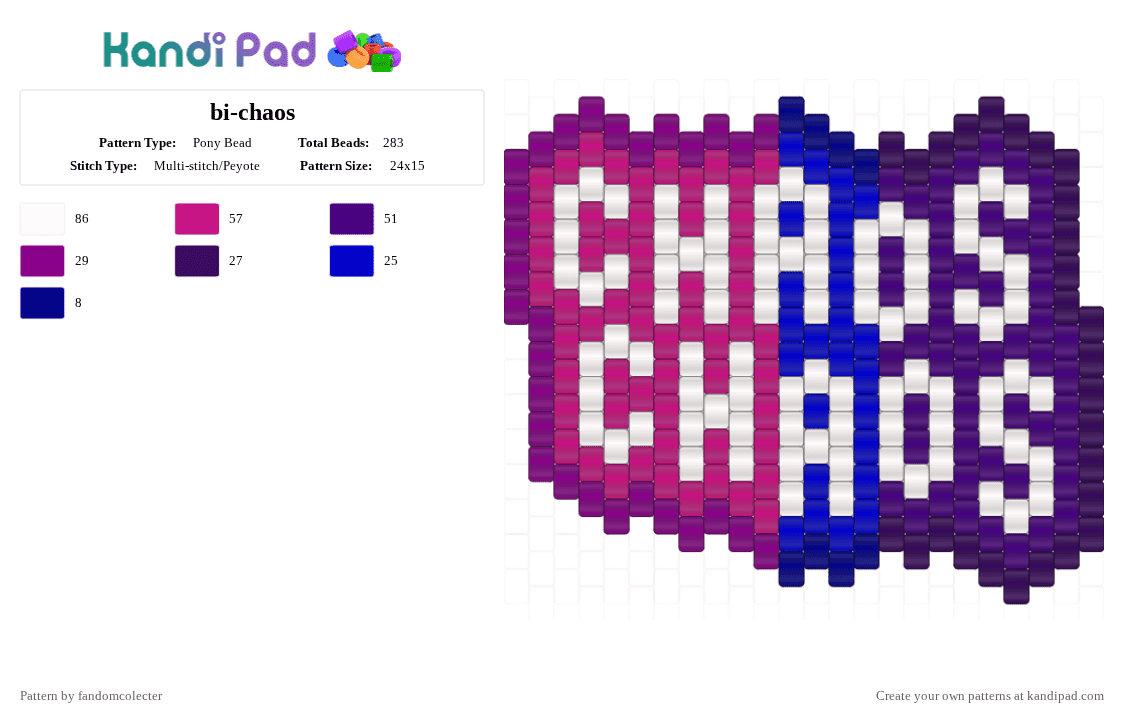 bi-chaos - Pony Bead Pattern by fandomcolecter on Kandi Pad - pink,purple