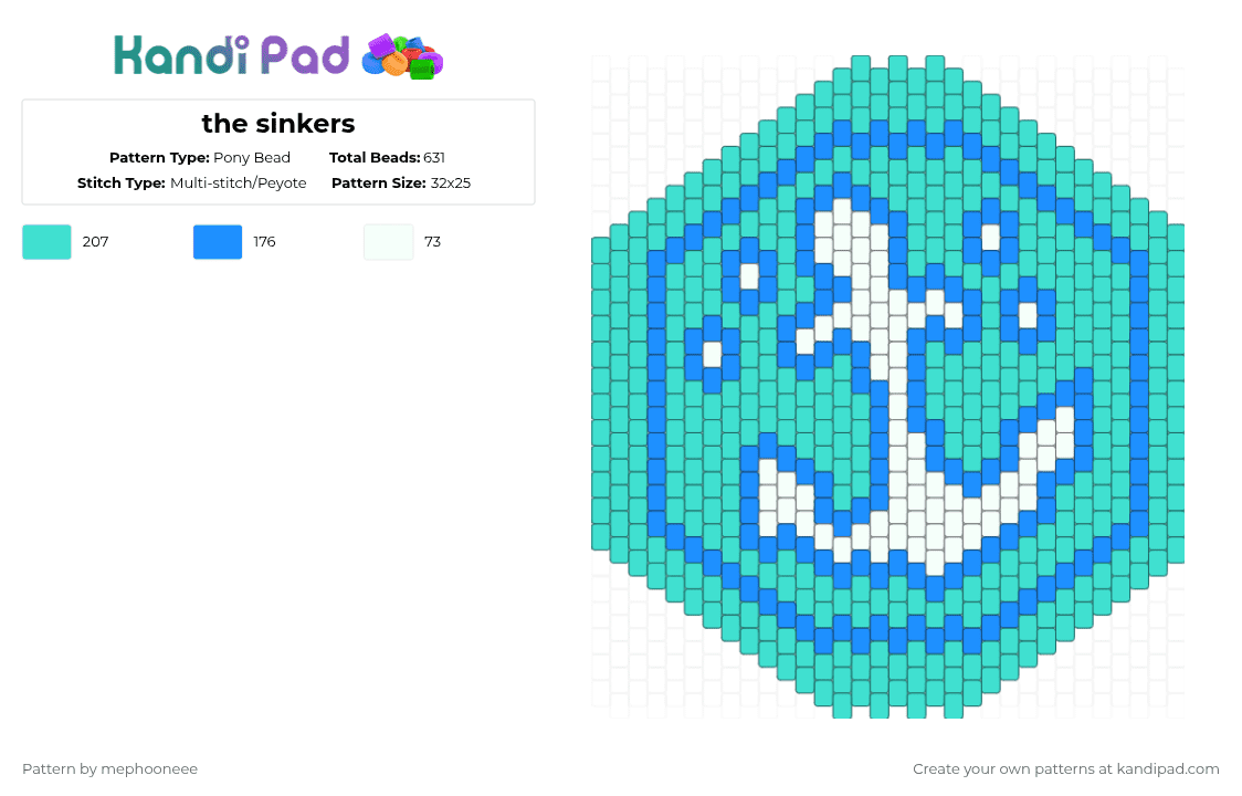 the sinkers - Pony Bead Pattern by fandomcolecter on Kandi Pad - light blue