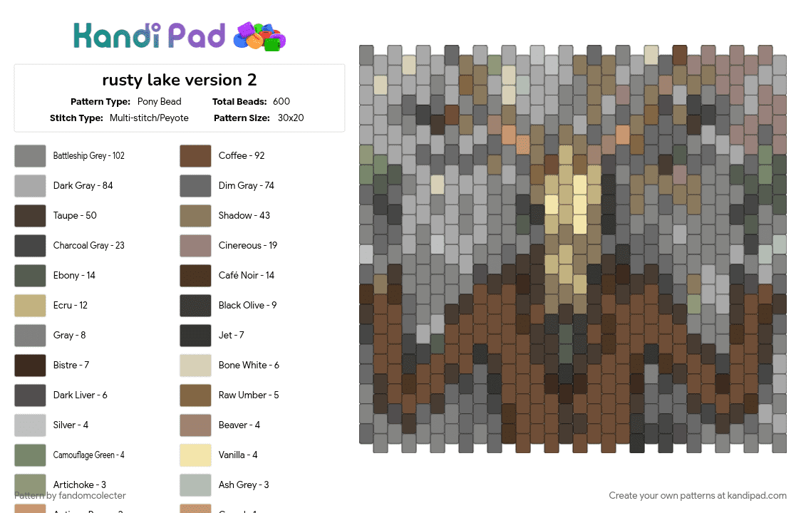 rusty lake version 2 - Pony Bead Pattern by fandomcolecter on Kandi Pad - beige, brown, gray