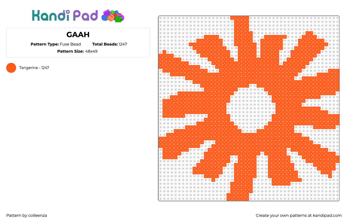 GAAH - Fuse Bead Pattern by colleenza on Kandi Pad - orange