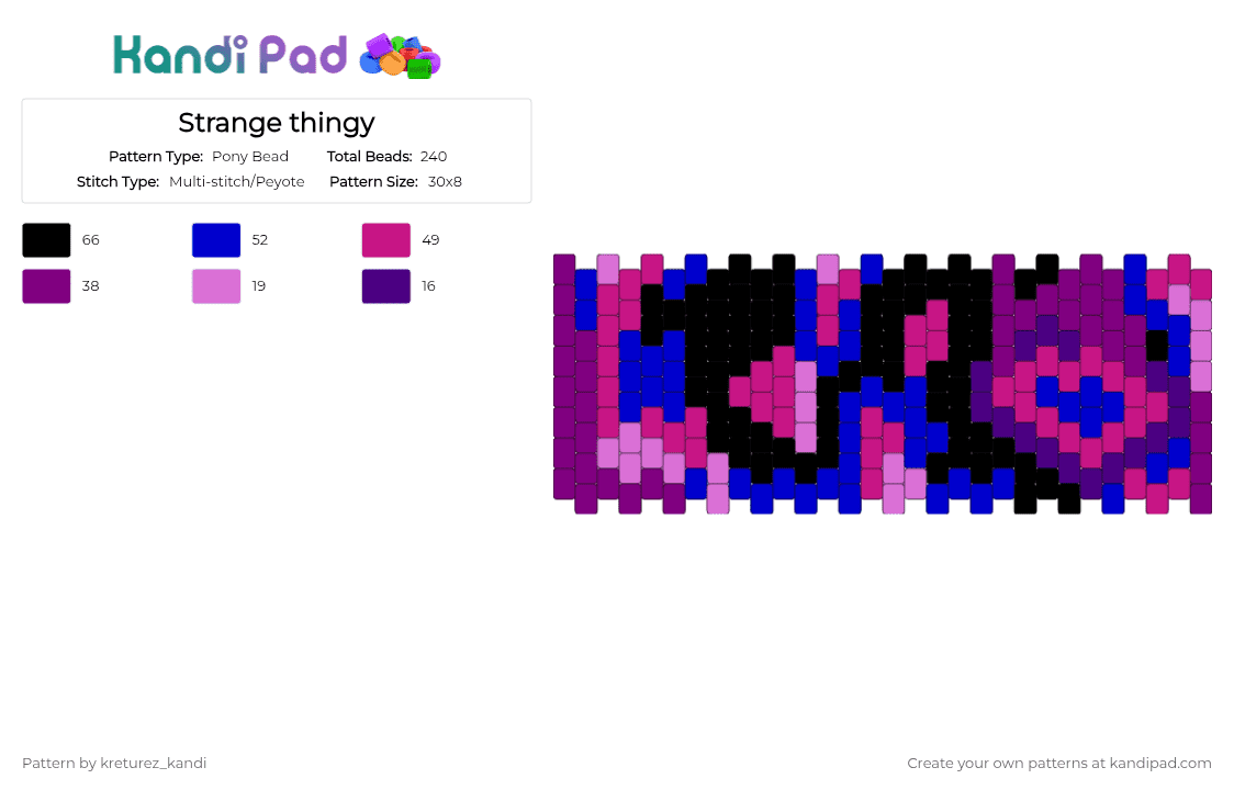 Strange thingy - Pony Bead Pattern by kreturez_kandi on Kandi Pad - pink, purple