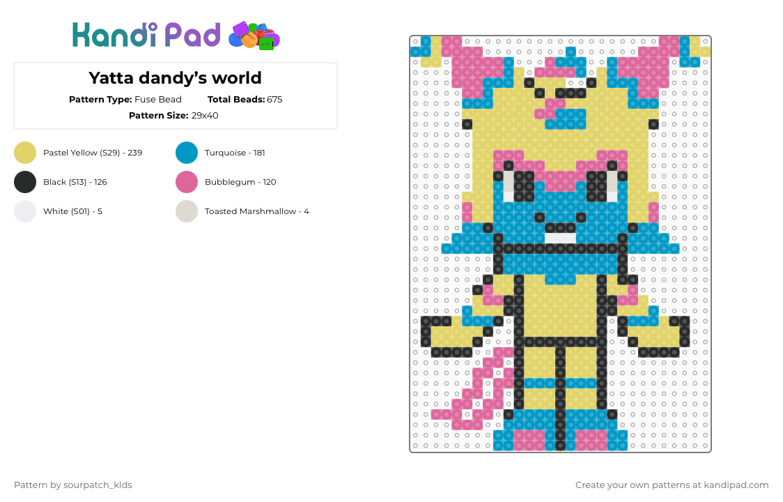 Yatta dandy’s world - Fuse Bead Pattern by sourpatch_klds on Kandi Pad - light blue,yellow,yatta,dandysworld