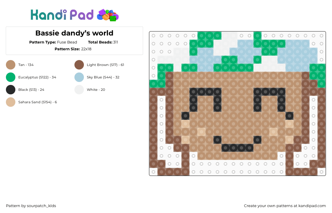 Bassie dandy’s world - Fuse Bead Pattern by sourpatch_klds on Kandi Pad - beige,dandysworld,roblox,dandysworldroblox,bassie,easter,dw