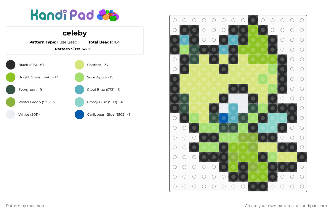 celeby - Fuse Bead Pattern by mace_face on Kandi Pad - green,yellow