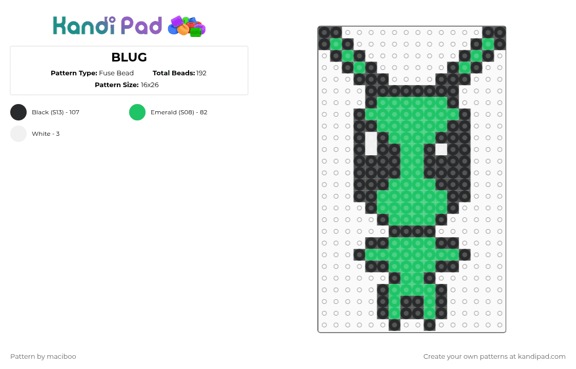 BLUG - Fuse Bead Pattern by mace_face on Kandi Pad - green