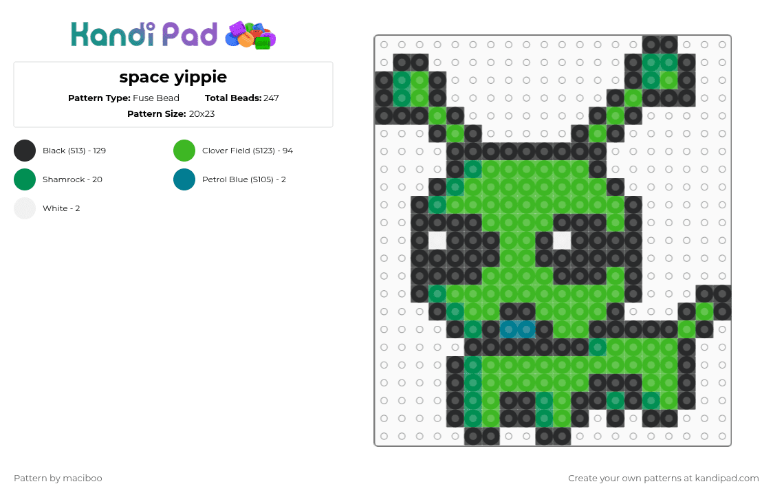 space yippie - Fuse Bead Pattern by mace_face on Kandi Pad - green