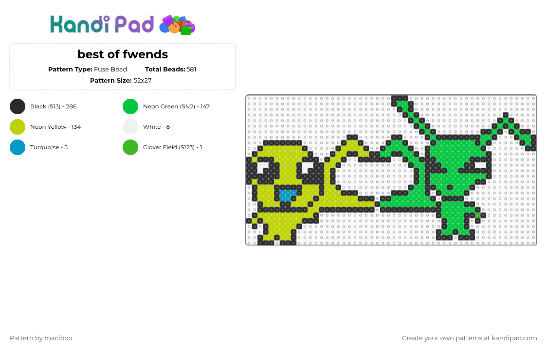 best of fwends - Fuse Bead Pattern by mace_face on Kandi Pad - green
