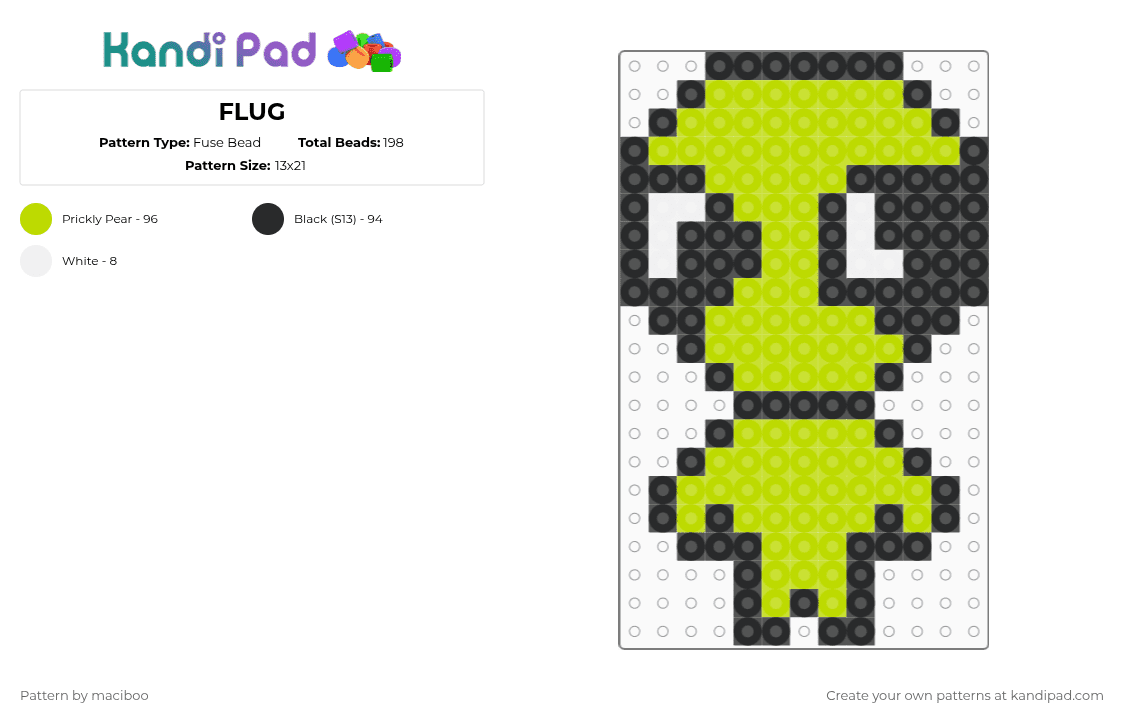 FLUG - Fuse Bead Pattern by mace_face on Kandi Pad - green