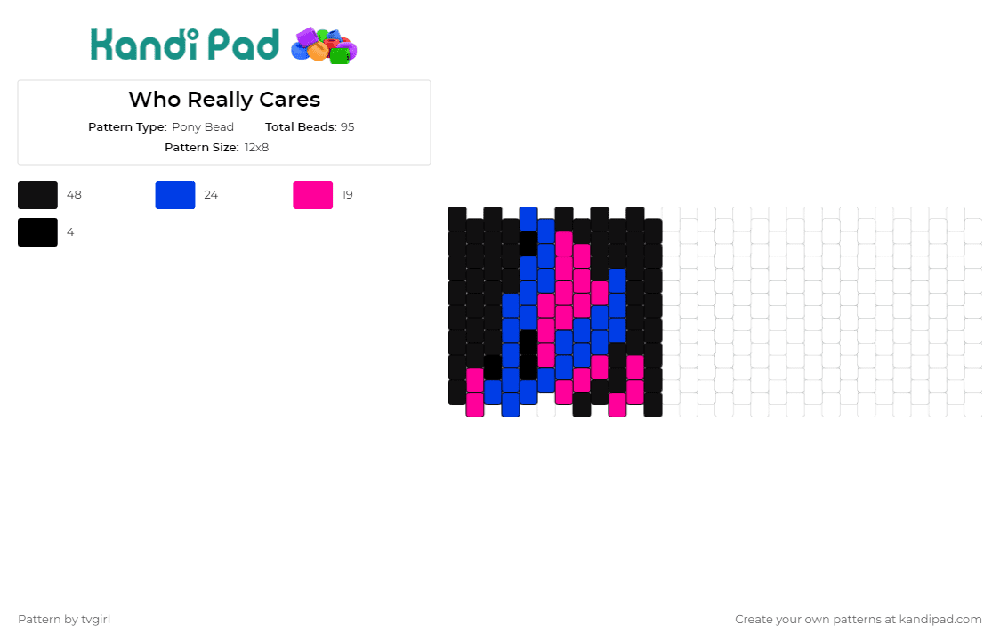 Who Really Cares - Pony Bead Pattern by tvgirl on Kandi Pad - tvgirl,music,abstract,vibrant,modern,art,pop culture