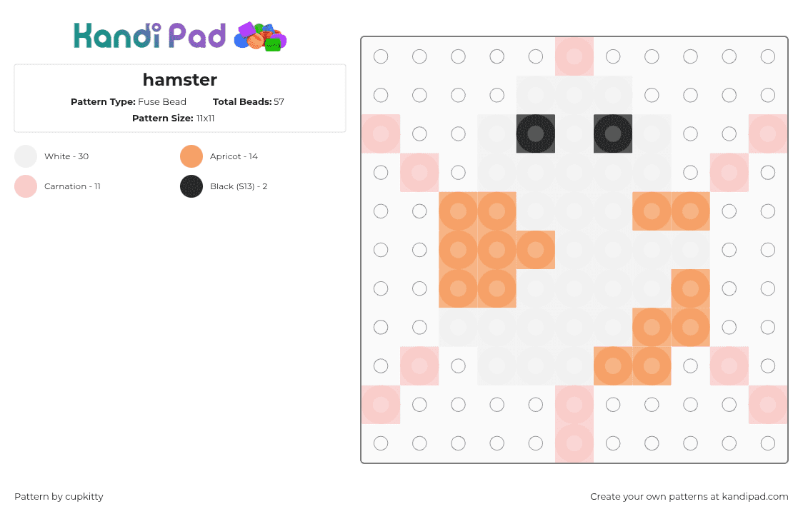 Hamster Bead Pattern Hamster Fuse Bead Pattern - Kandi Pad | Kandi Patterns, Fuse Bead ...