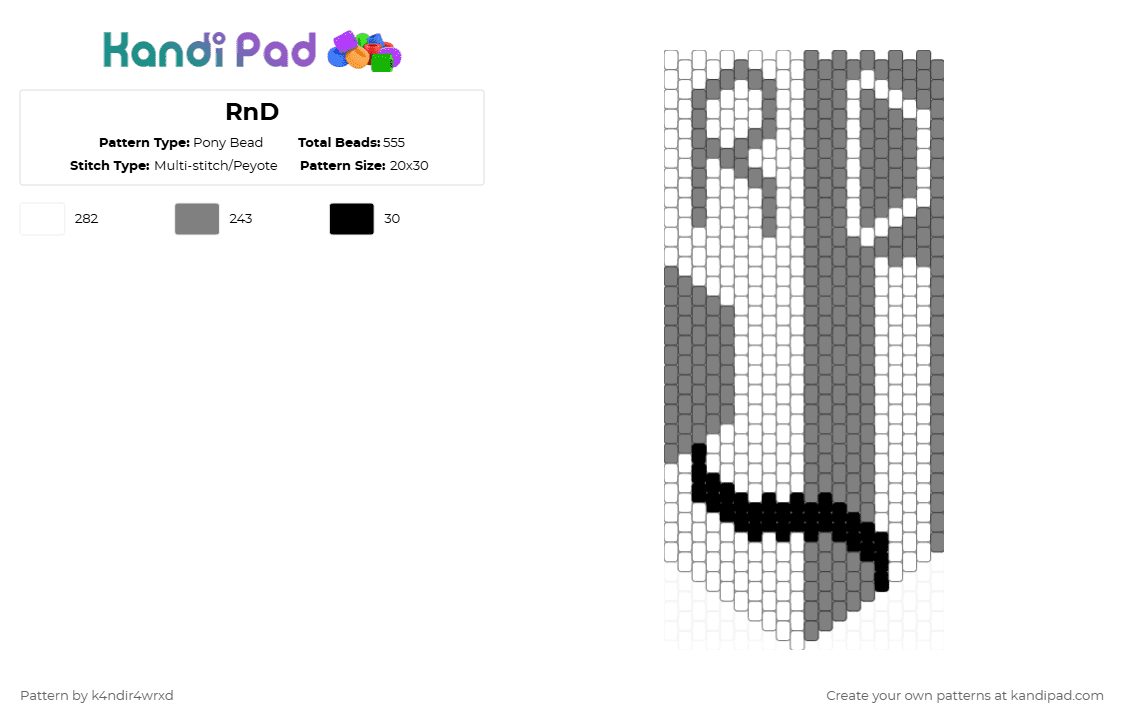 RnD banner - Pony Bead Pattern by k4ndir4wrxd on Kandi Pad - dandys world,grey,white,black,gray