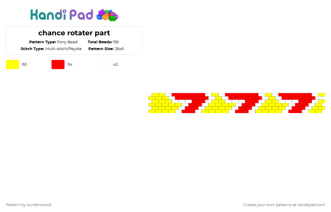 chance rotater part - Pony Bead Pattern by k4ndir4wrxd on Kandi Pad - red,yellow,forsaken,white,chance