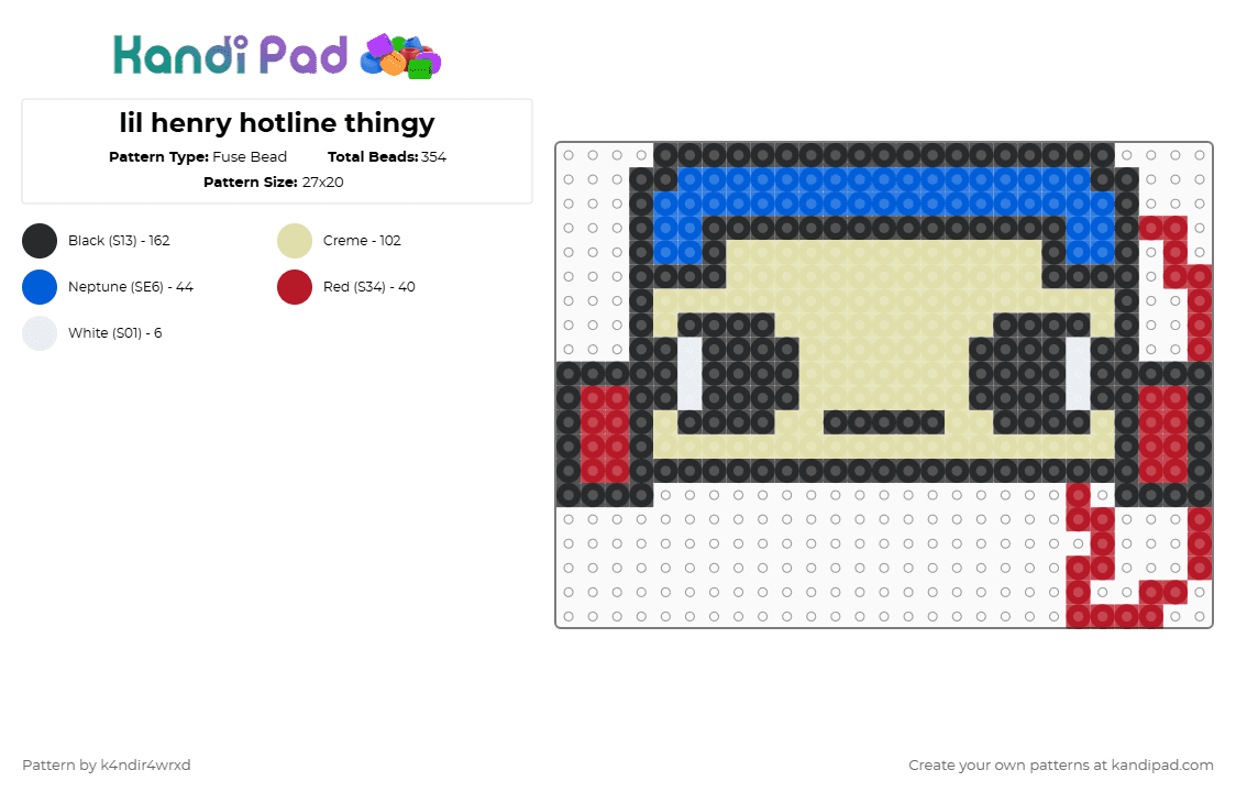 Lil henry hotline thingy Fuse Bead Pattern - Kandi Pad | Kandi Patterns ...