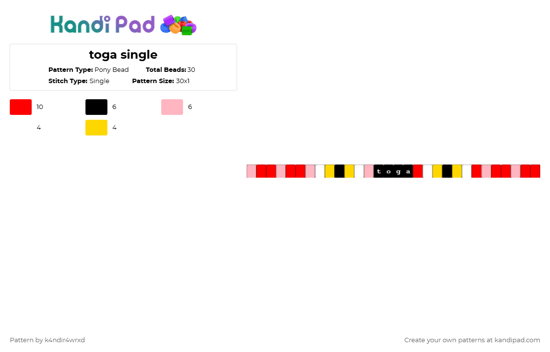 toga single - Pony Bead Pattern by k4ndir4wrxd on Kandi Pad - red,mha,my hero academia,toga,character