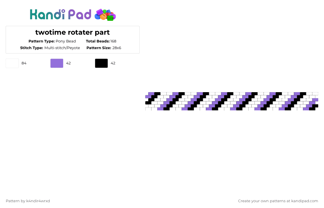 twotime rotater part - Pony Bead Pattern by k4ndir4wrxd on Kandi Pad - white,purple,forsaken,twotime,black