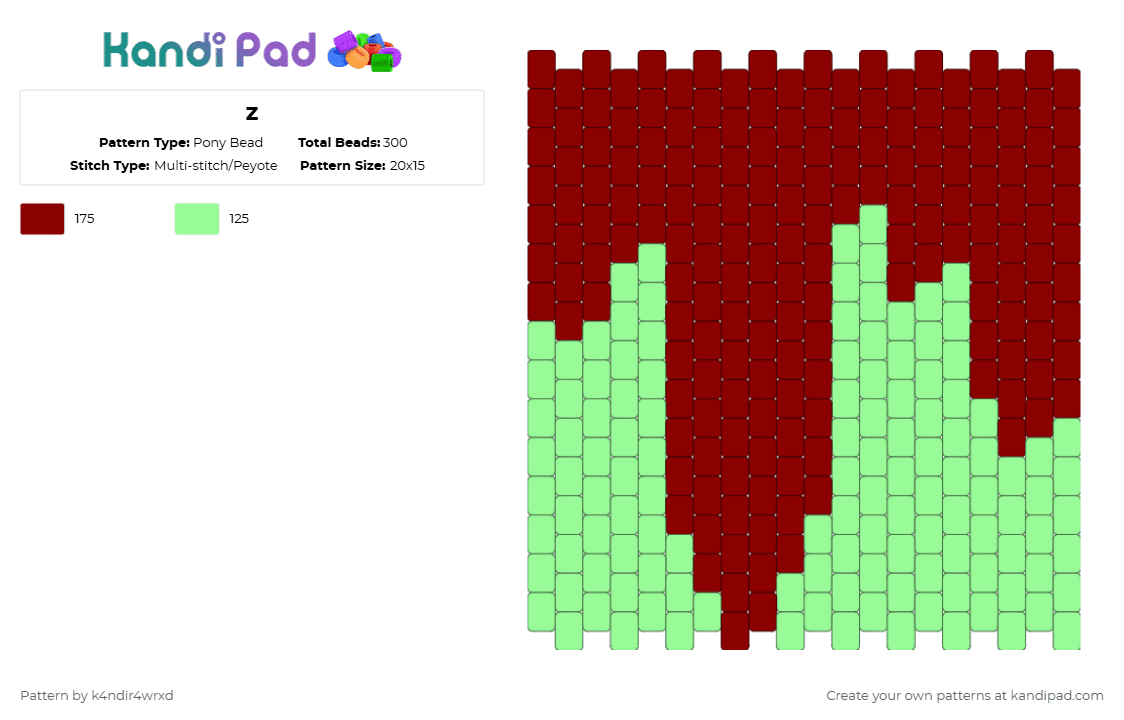 creepy frog bag panel - Pony Bead Pattern by k4ndir4wrxd on Kandi Pad - red,teal,green,brown,frog