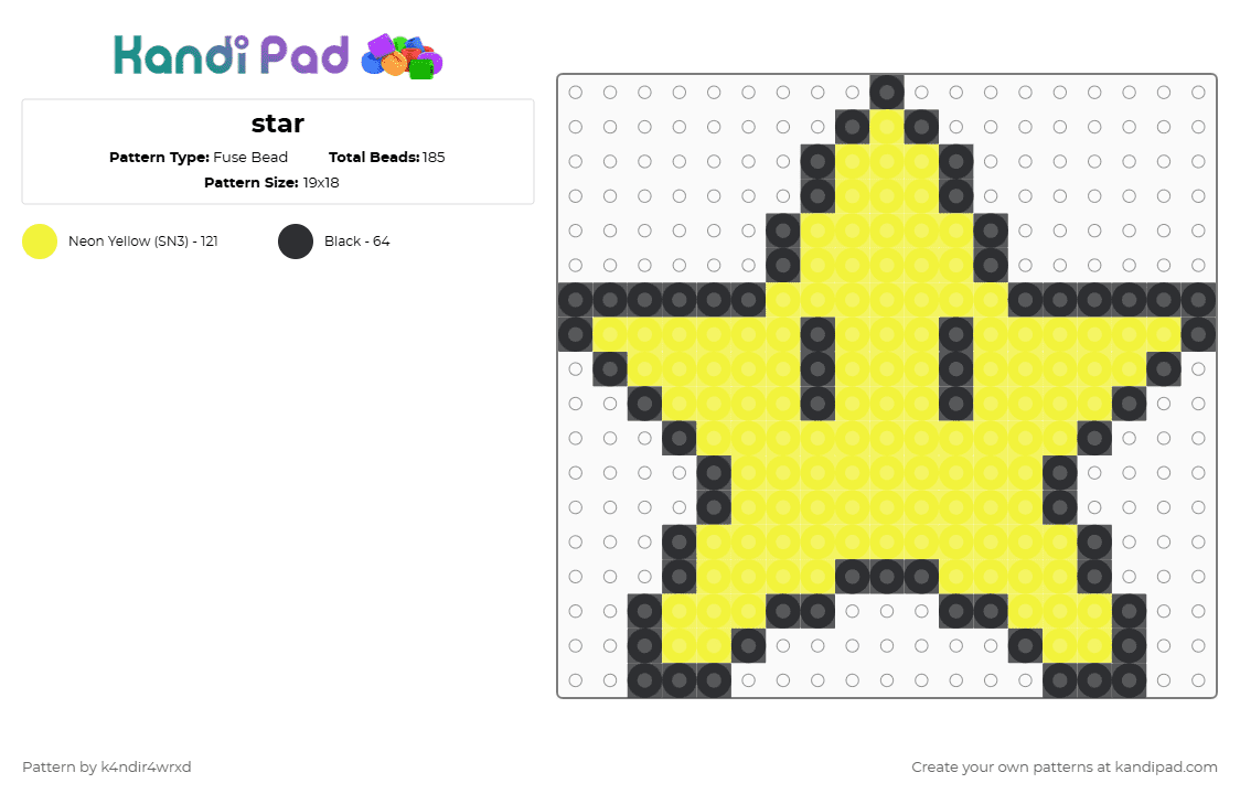 star - Fuse Bead Pattern by k4ndir4wrxd on Kandi Pad - black,yellow,star