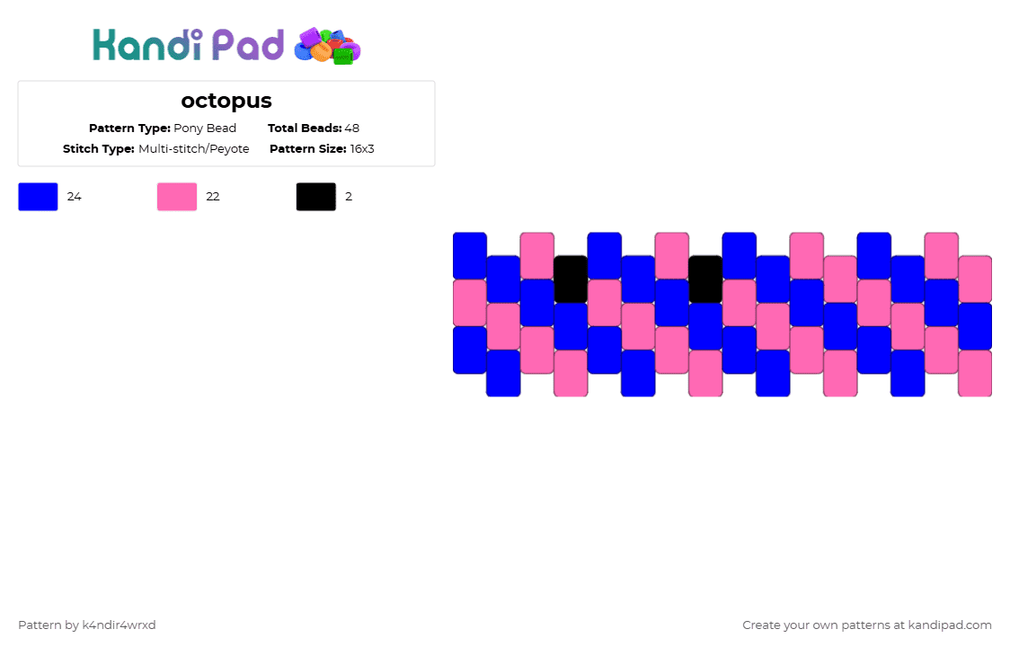 Octopus Padding Octopus Pony Bead Pattern - Kandi Pad | Kandi Patterns, Fuse Bead ...