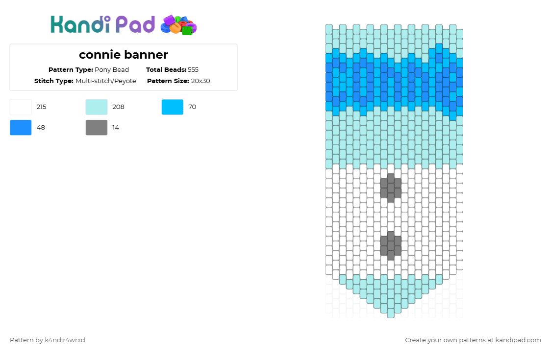 connie banner - Pony Bead Pattern by k4ndir4wrxd on Kandi Pad - light blue,dandys world,blue,white,grey