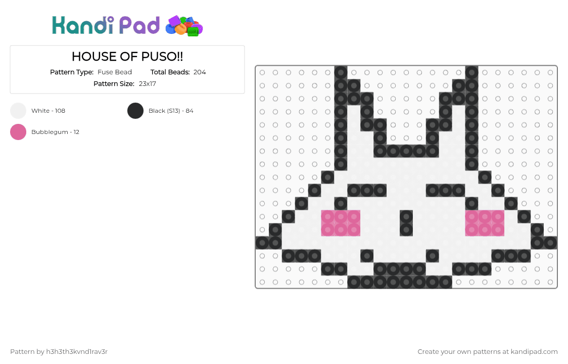 HOUSE OF PUSO!! - Fuse Bead Pattern by h3h3th3kvnd1rav3r on Kandi Pad - white
