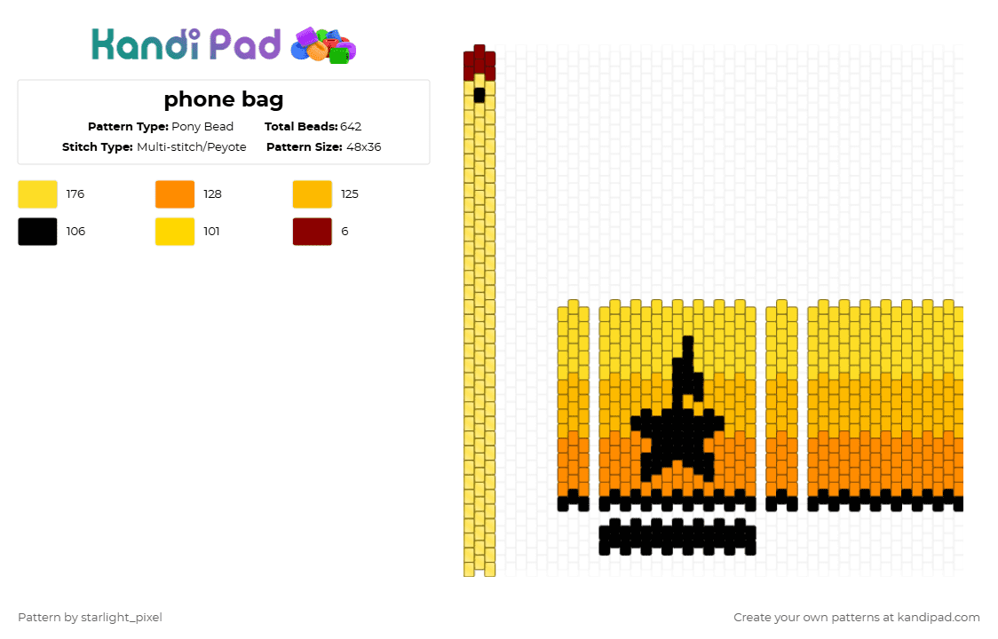phone bag - Pony Bead Pattern by starlight_pixel on Kandi Pad - yellow,orange