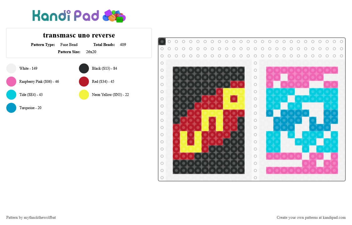 transmasc uno reverse - Fuse Bead Pattern by mythnokthewolfbat on Kandi Pad - light blue, pink, red, white