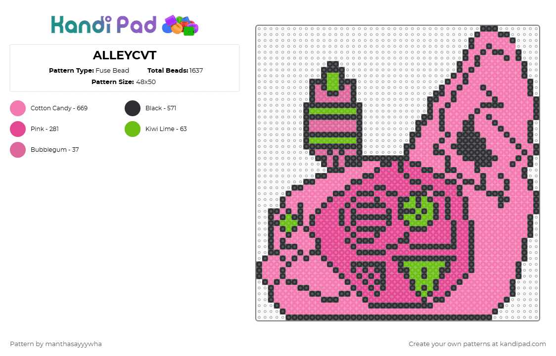 ALLEYCVT - Fuse Bead Pattern by manthasayyywha on Kandi Pad - pink