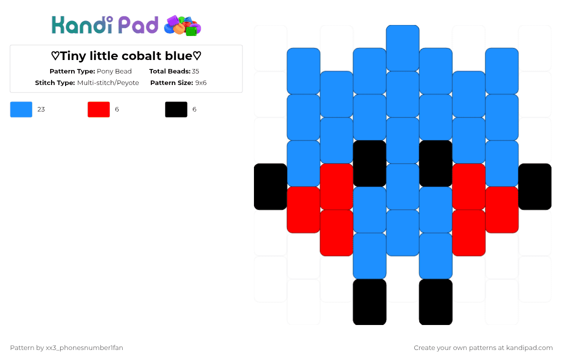 ♡Tiny little cobalt blue♡ - Pony Bead Pattern by xx3_phonesnumber1fan on Kandi Pad - light blue,blue,cobalt blue,tdos,the daily object show,the cult of cobalt blue,weeee